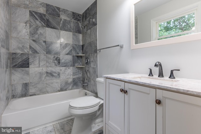10311 Poe Dr, Manassas, VA 20110 - bathroom with vanity, bathing tub / shower combination, and marble finish floors