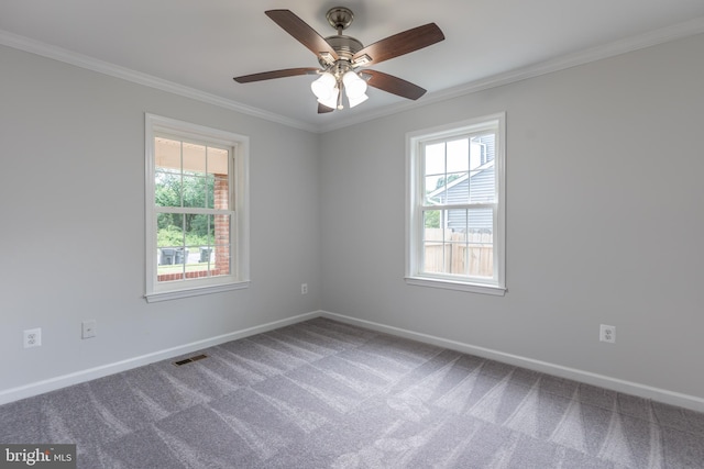 10311 Poe Dr, Manassas, VA 20110 - empty room featuring ornamental molding, carpet flooring, and ceiling fan