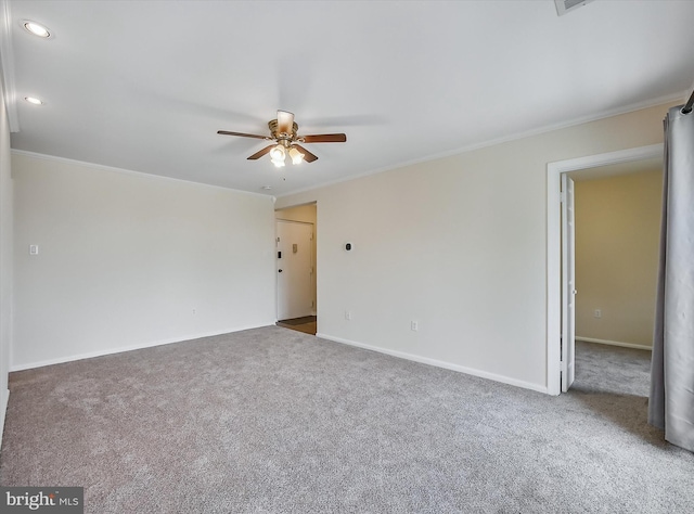 1042 Brinker Dr, Hagerstown, MD 21740 - carpeted spare room with ceiling fan, crown molding, and recessed lighting