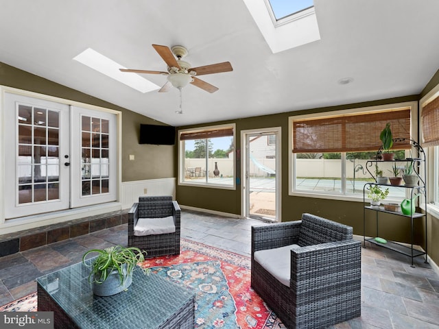 2505 Yellowstone Rd, Cinnaminson, NJ 08077 - sunroom with a skylight, french doors, and lofted ceiling