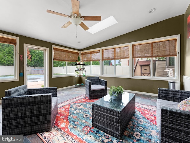 2505 Yellowstone Rd, Cinnaminson, NJ 08077 - sunroom / solarium featuring lofted ceiling and a skylight