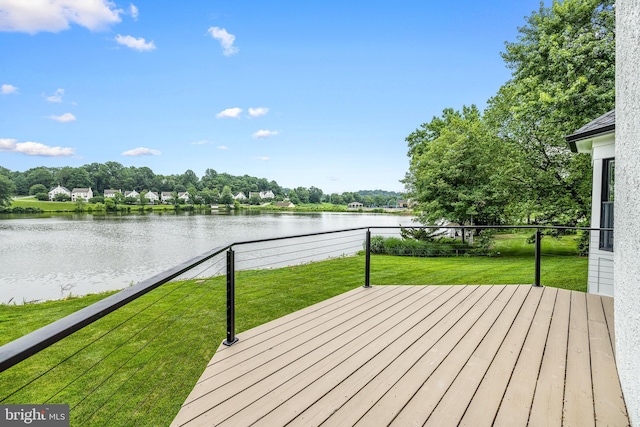 9 W Shore Ct, Landenberg, PA 19350 - wooden deck with a water view, a lawn, and view of scattered trees