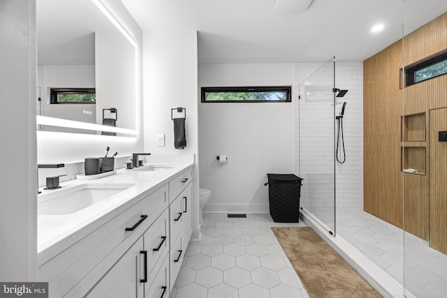 9 W Shore Ct, Landenberg, PA 19350 - full bath featuring double vanity, a stall shower, and tile patterned flooring