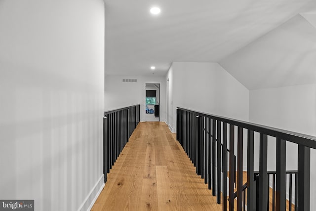 9 W Shore Ct, Landenberg, PA 19350 - hall featuring light wood-style flooring, recessed lighting, and an upstairs landing