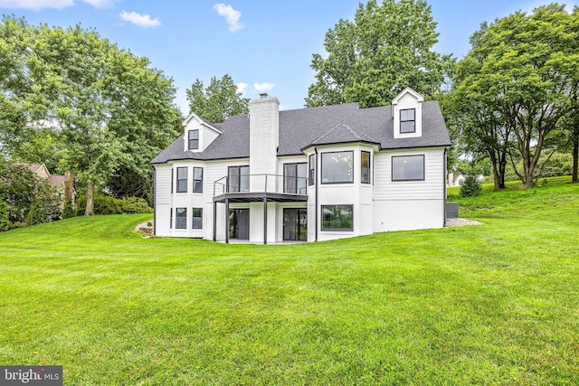 9 W Shore Ct, Landenberg, PA 19350 - rear view of house featuring a yard, a chimney, and roof with shingles