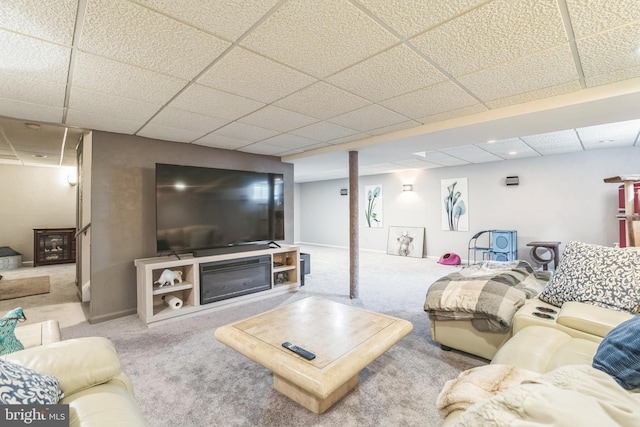 2404 Elfreths Aly, Bensalem, PA 19020 - living area with carpet floors and a paneled ceiling