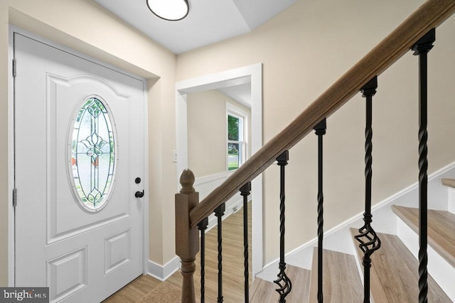 201 E Franklin Ave, Edgewater Park, NJ 08010 - entryway with stairs and light wood-type flooring