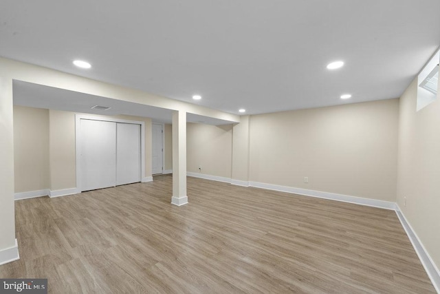 201 E Franklin Ave, Edgewater Park, NJ 08010 - finished basement featuring light wood finished floors and recessed lighting