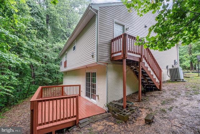 114 Dragoon Dr, Montross, VA 22520 - view of property exterior featuring brick siding, a deck, and stairway