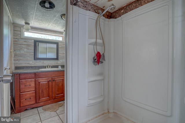 25036 Becks Ln, Georgetown, DE 19947 - full bathroom with a shower, vanity, and tile patterned flooring