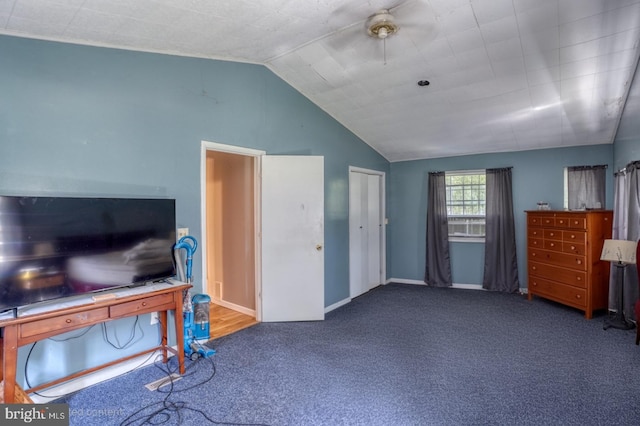 25036 Becks Ln, Georgetown, DE 19947 - carpeted living area featuring lofted ceiling and baseboards