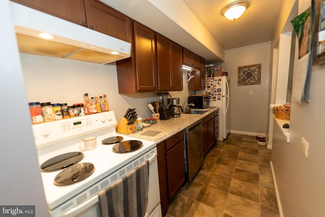 236 Jan Dr, Harleysville, PA 19438 - kitchen with white appliances, light countertops, and stone finish floors