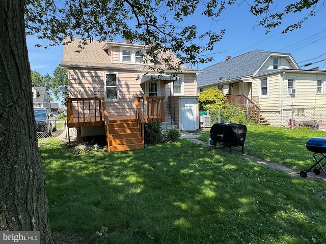 5417 Wasena Ave, Baltimore, MD 21225 - rear view of property with a deck, stairway, and roof with shingles