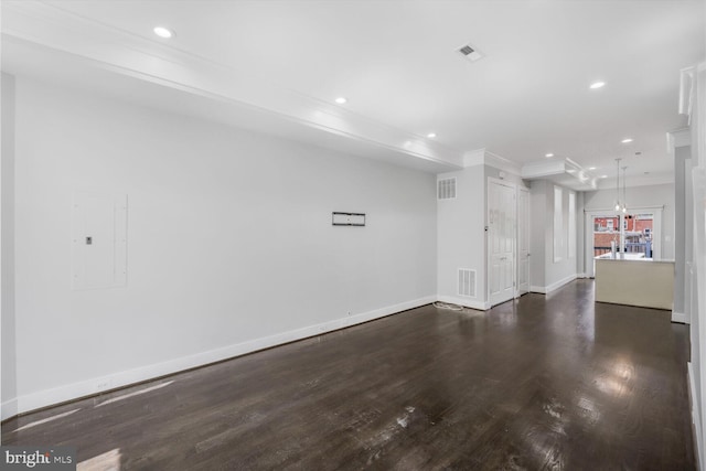 2015 Flagler Pl NW Unit 2, Washington, DC 20001 - spare room with electric panel, dark wood-style flooring, recessed lighting, and ornamental molding