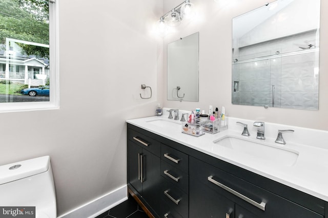 2432 S Culpeper St, Arlington, VA 22206 - full bath featuring double vanity and a shower with shower door