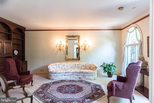160 Fox Rd, Palmyra, PA 17078 - living room featuring light carpet and ornamental molding