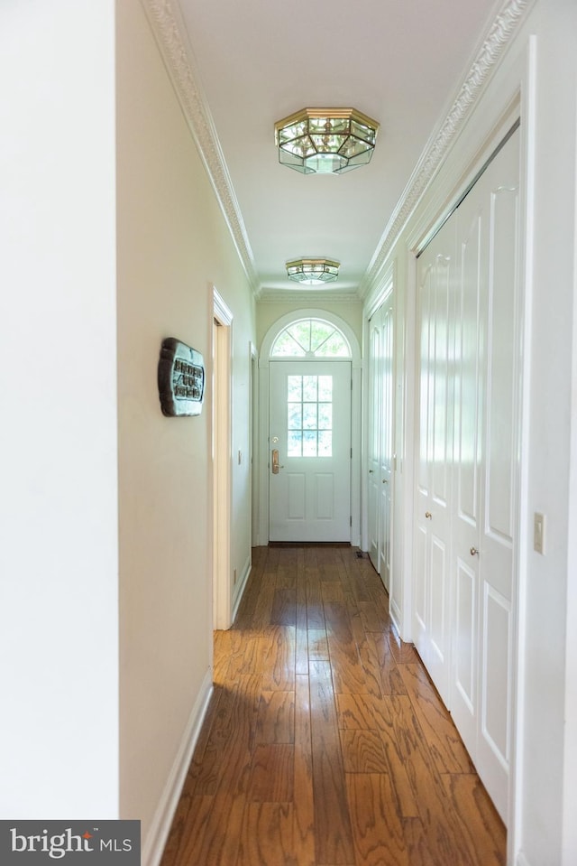 160 Fox Rd, Palmyra, PA 17078 - doorway to outside with crown molding and wood finished floors