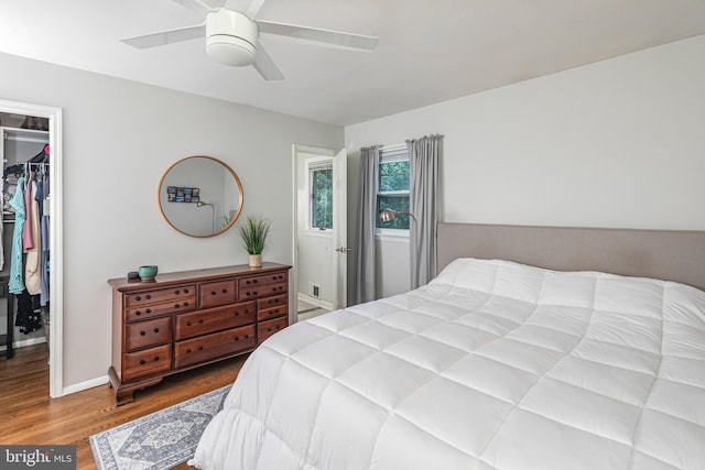 10 Camelia Ct, Lawrence Township, NJ 08648 - bedroom featuring wood finished floors, a walk in closet, a closet, and a ceiling fan