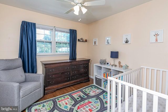 10 Camelia Ct, Lawrence Township, NJ 08648 - bedroom with wood finished floors, a crib, and ceiling fan