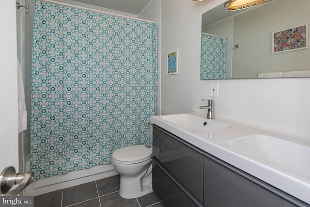 10 Camelia Ct, Lawrence Township, NJ 08648 - full bath with double vanity, tile patterned floors, and shower / tub combo