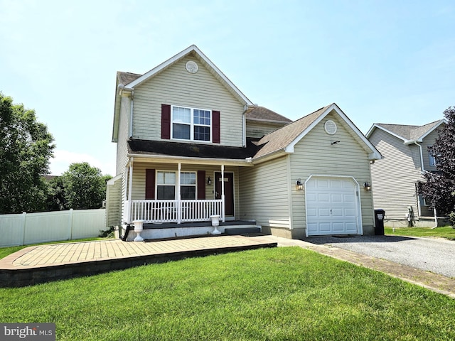 476 W Harvest Ln, Middletown, DE 19709 - traditional-style house with a porch, an attached garage, and gravel driveway