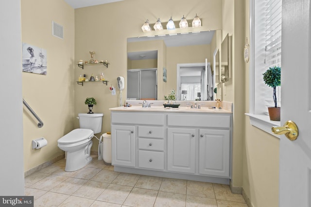 6000 Village Way Unit 308, Upper Chichester, PA 19061 - full bathroom with double vanity, a stall shower, plenty of natural light, and tile patterned floors