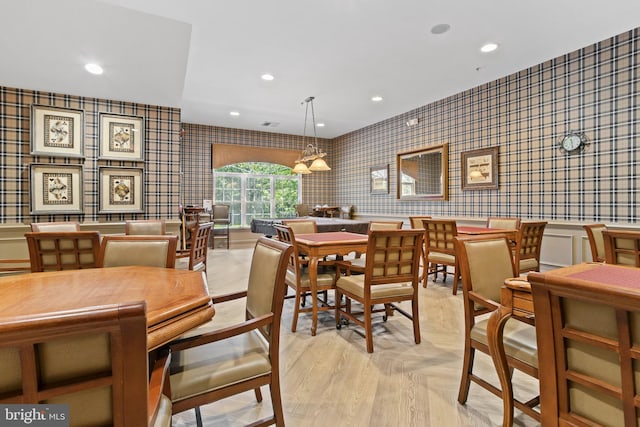 6000 Village Way Unit 308, Upper Chichester, PA 19061 - dining room with wallpapered walls and recessed lighting