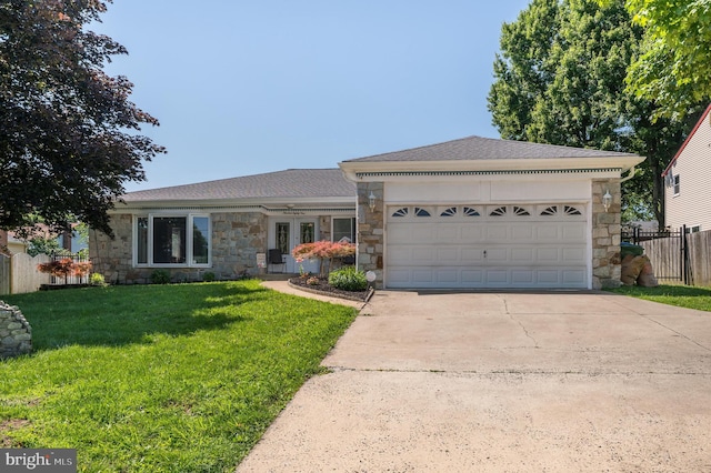 1981 Greentree Rd, Cherry Hill, NJ 08003 - single story home featuring stone siding, driveway, a garage, and ceiling fan
