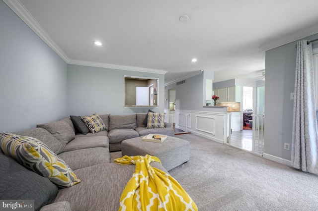 1981 Greentree Rd, Cherry Hill, NJ 08003 - living area featuring crown molding, light colored carpet, and recessed lighting