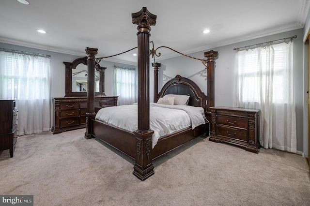 1981 Greentree Rd, Cherry Hill, NJ 08003 - bedroom featuring crown molding, light colored carpet, and recessed lighting
