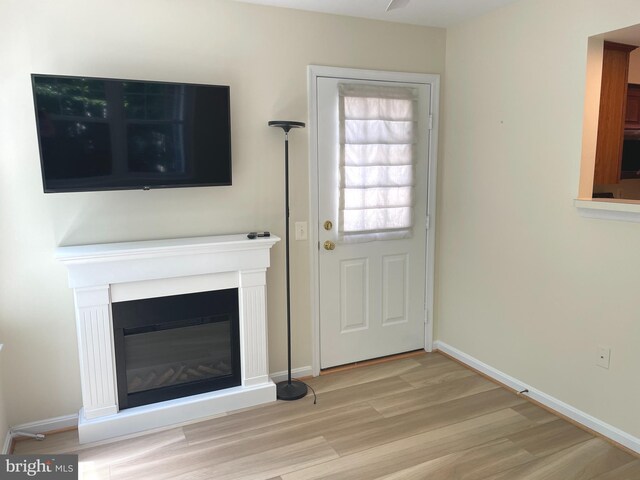 1103 Jousting Way, Mount Airy, MD 21771 - unfurnished living room with light wood finished floors and a glass covered fireplace