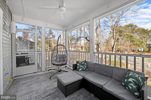 39334 Tall Pines Ct Unit 15001, Bethany Beach, DE 19930 - sunroom / solarium with ceiling fan, an outdoor hangout area, and healthy amount of natural light