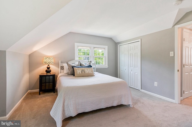 6910 Quander Rd, Alexandria, VA 22307 - bedroom featuring light carpet, lofted ceiling, and a closet