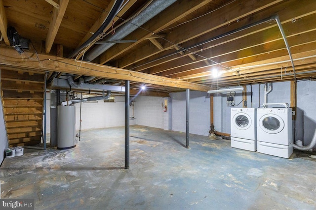 206 Canterbury Ct, Hightstown, NJ 08520 - unfinished below grade area featuring water heater and washer and dryer