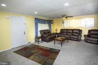 3782 Grandview Ave, Bensalem, PA 19020 - carpeted living area with recessed lighting and a ceiling fan