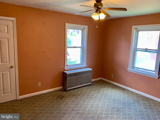 3019 Old Rte 22, Hamburg, PA 19526 - empty room featuring radiator, carpet floors, and ceiling fan