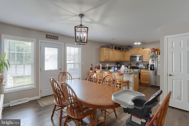206 Lighthouse Dr, Jonestown, PA 17038 - dining room featuring dark wood-type flooring and baseboards