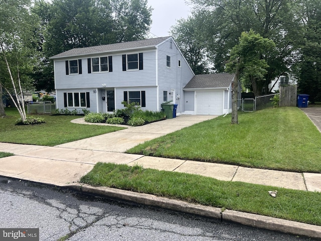 63 Baker Blvd, Marlton, NJ 08053 - colonial home featuring concrete driveway, a garage, and a shingled roof