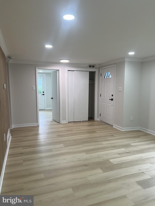 63 Baker Blvd, Marlton, NJ 08053 - foyer featuring crown molding, light wood-type flooring, and recessed lighting
