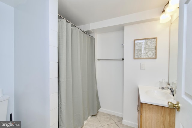 1411 Kentucky Ave, Woodbridge, VA 22191 - bathroom with vanity, tile patterned floors, and a shower with curtain