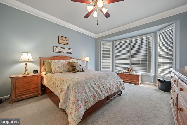 45 Harcrest Ct, Dover, DE 19901 - bedroom with light colored carpet, crown molding, and ceiling fan