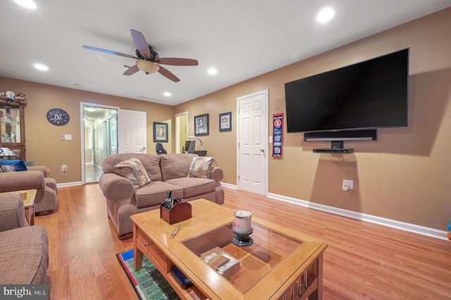45 Harcrest Ct, Dover, DE 19901 - living room featuring a ceiling fan, light wood finished floors, and recessed lighting