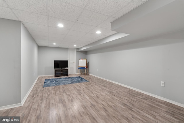 2405 Carriage Ln, Royersford, PA 19468 - unfurnished living room featuring wood finished floors, recessed lighting, and a paneled ceiling