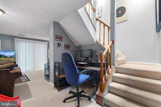 11590 Mohican Rd, Woodbridge, VA 22192 - carpeted home office with a textured ceiling and baseboards