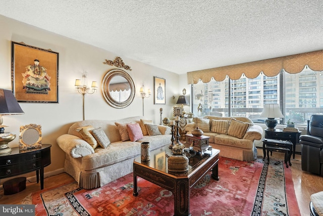 3701 George Mason Dr S Unit 1803N, Falls Church, VA 22041 - living area featuring wood finished floors and a textured ceiling