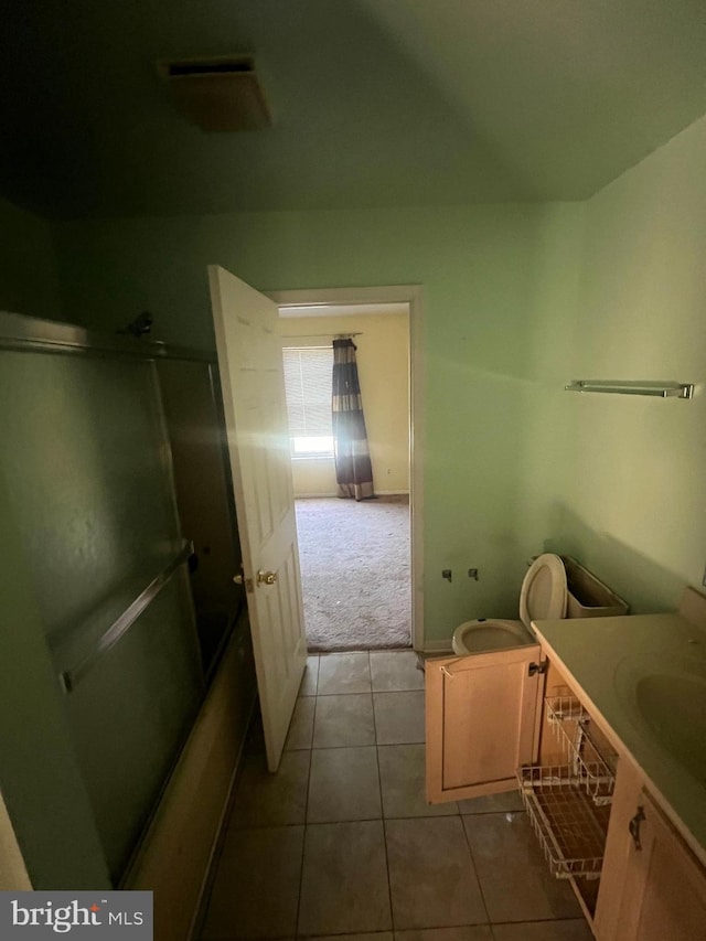 613 Buttonwoods Rd, Elkton, MD 21921 - bathroom featuring vanity, tile patterned flooring, and shower / bath combination with glass door