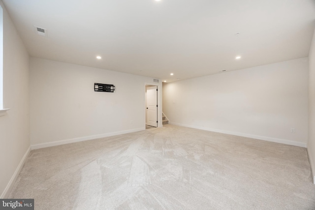 3426 Main St, Morgantown, PA 19543 - unfurnished room featuring light carpet, stairway, and recessed lighting