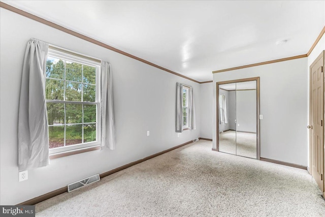 3189 Horseshoe Pike, Honey Brook, PA 19344 - unfurnished bedroom featuring multiple windows, crown molding, and carpet flooring