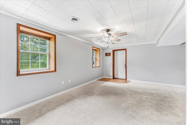 3189 Horseshoe Pike, Honey Brook, PA 19344 - spare room featuring carpet floors, a ceiling fan, and crown molding