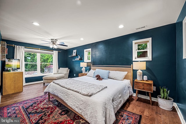 177 Bortondale Rd, Media, PA 19063 - bedroom featuring wood finished floors, a ceiling fan, and recessed lighting